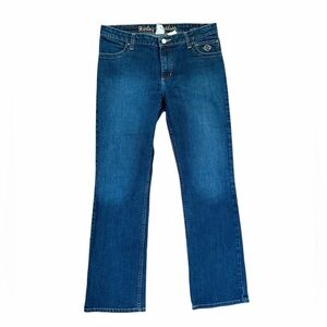 Harley Davidson Dark Wash Bootcut Flare Denim Jeans Embellished Womens Sz 10